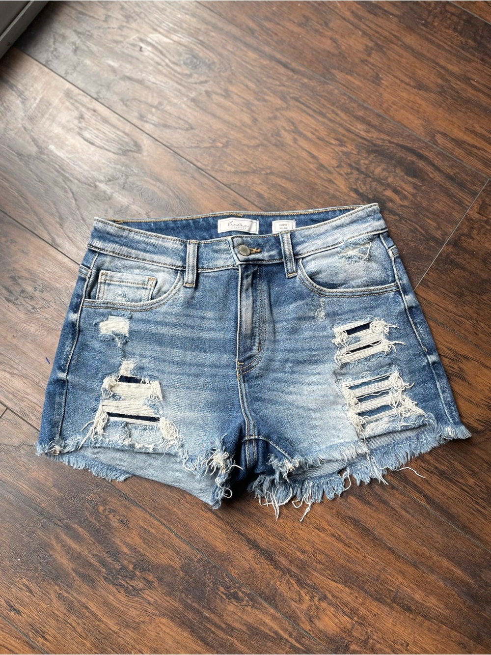 KanCan Distressed Light Blue Denim Cutoff Shorts